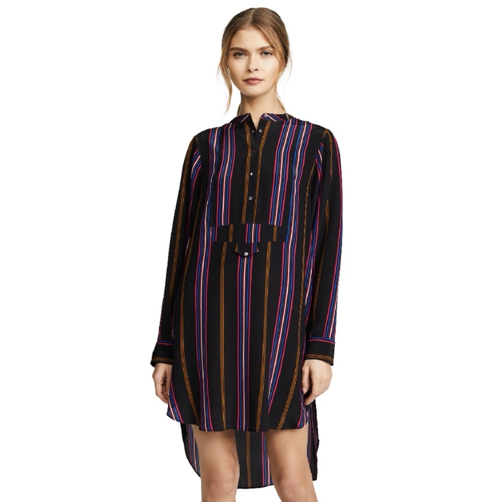 Figue Thalie Ashbury-Stripe Silk Long Sleeve High-Low Tunic